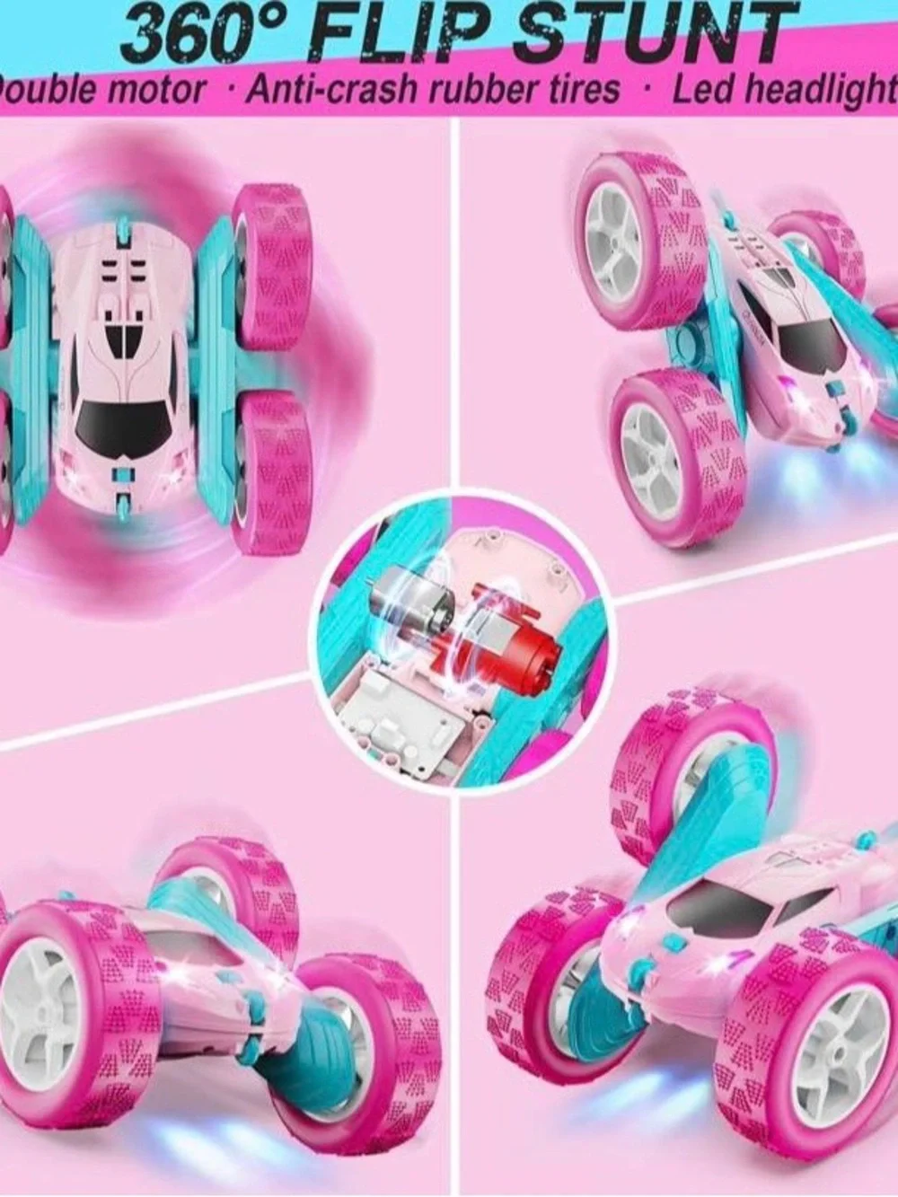 NEW - RC Cars, Pink Remote Control Car for Girls, 2.4 GHZ Double Sided RC Stunt